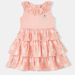 Kid Sleeveless All-Over Bunny Print Layered Dress