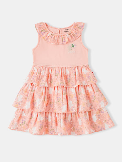 Kid Sleeveless All-Over Bunny Print Layered Dress