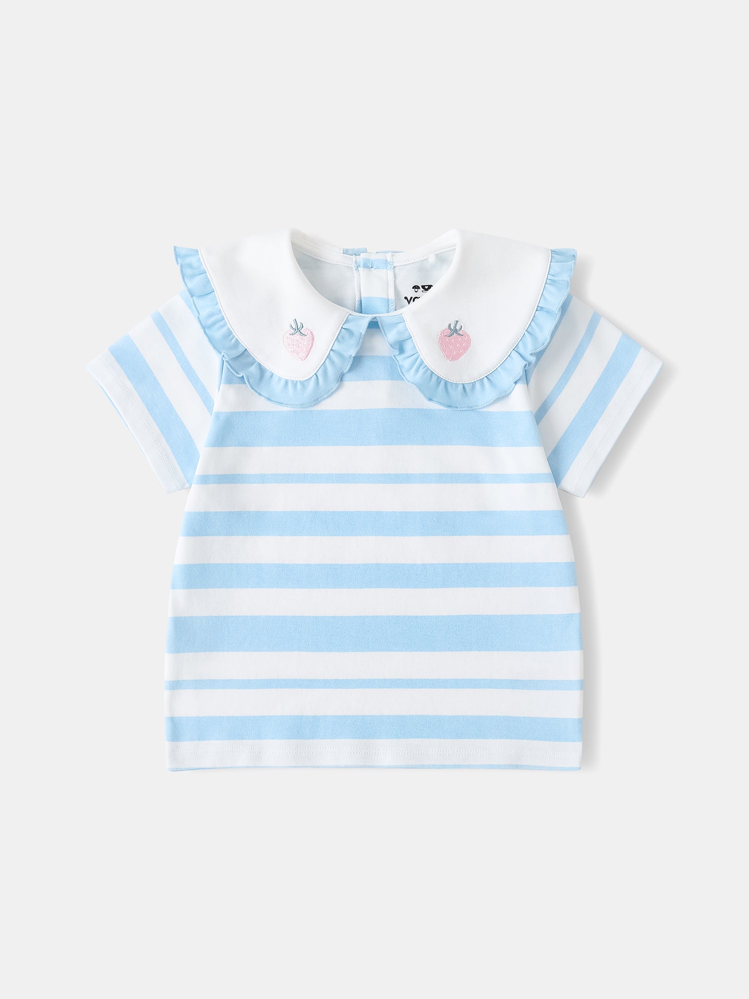 Kid Puritan Collar Short Sleeve Stripe Print Top