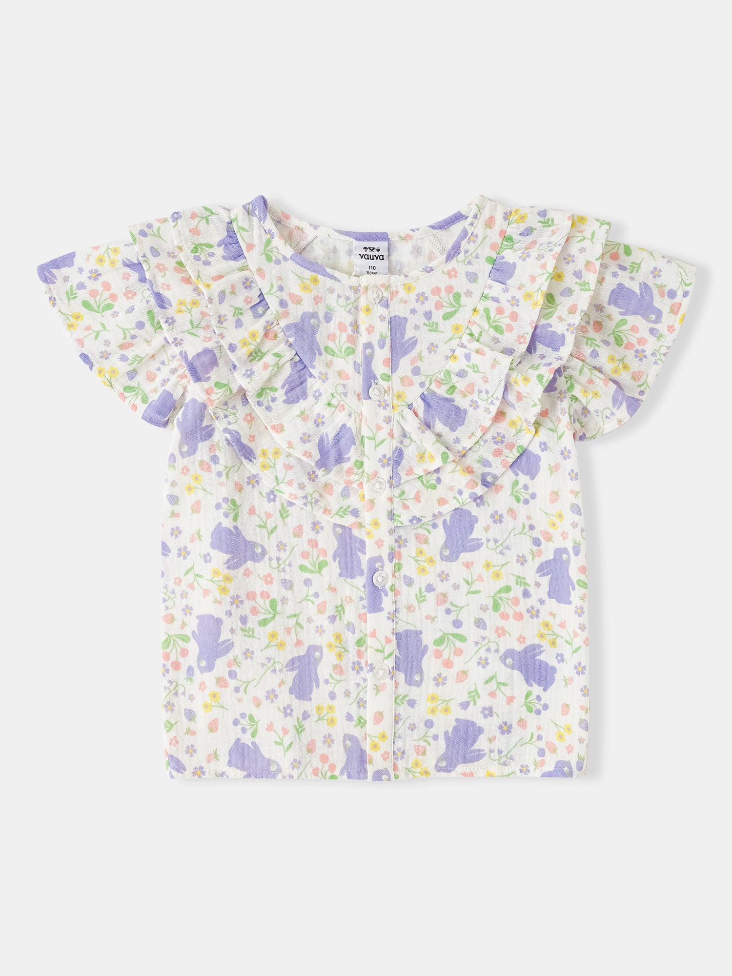 Kid All-Over Bunny Print Frills Top