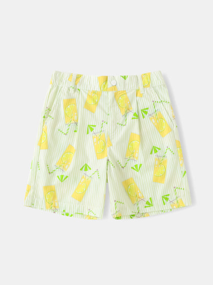 Kid All-Over Lemon Tea Print Shorts