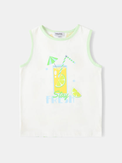 Kid All-Over Lemon Tea Print Tank Top