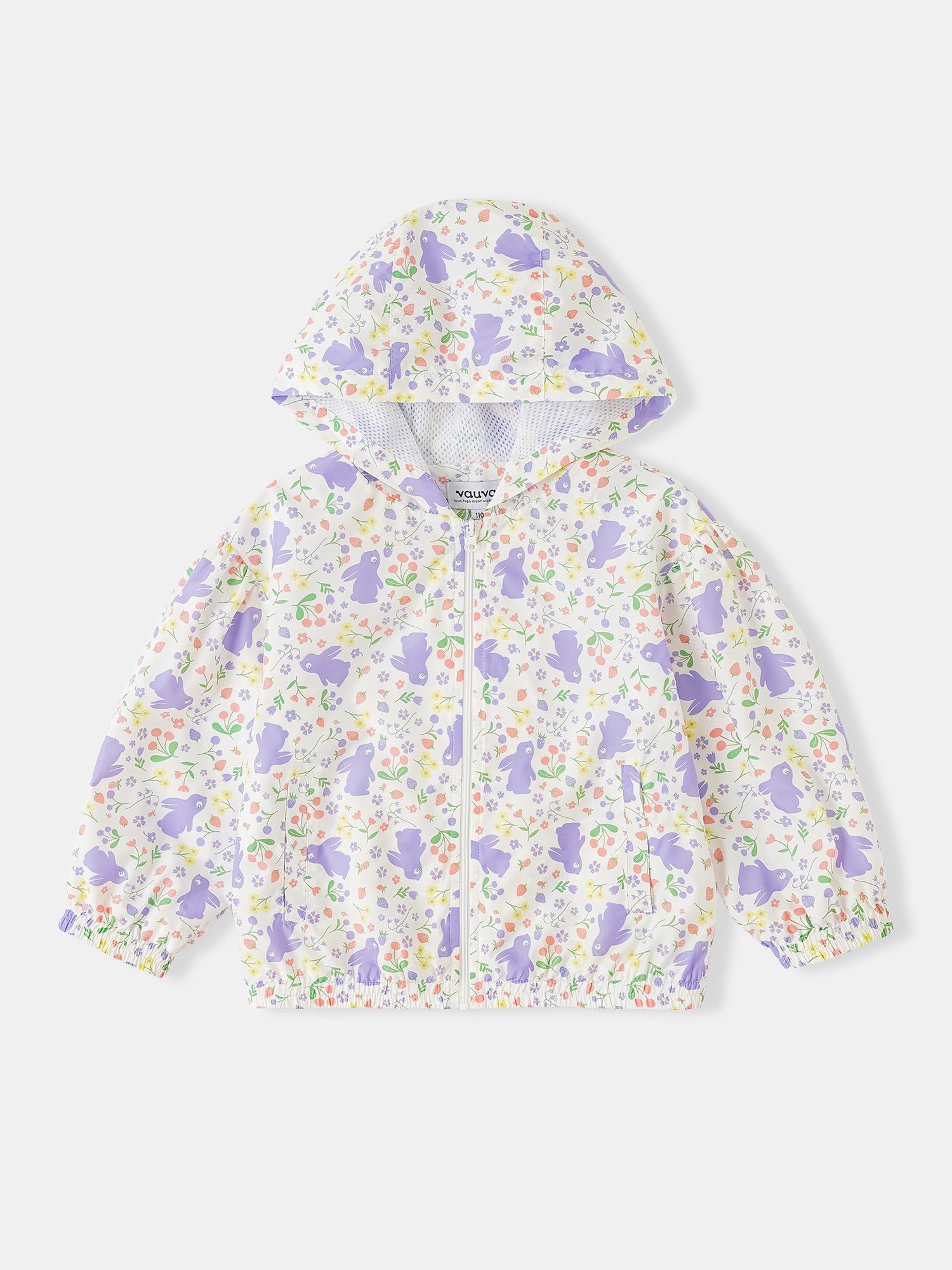 Kid All-Over Bunny Print Frills Zipped Windbreaker