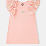 Kid Ruffle Cap Sleeve Bunny Print Dress