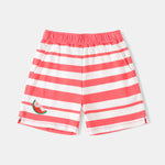 Kid Watermelon Embroidery Stripe Print Shorts