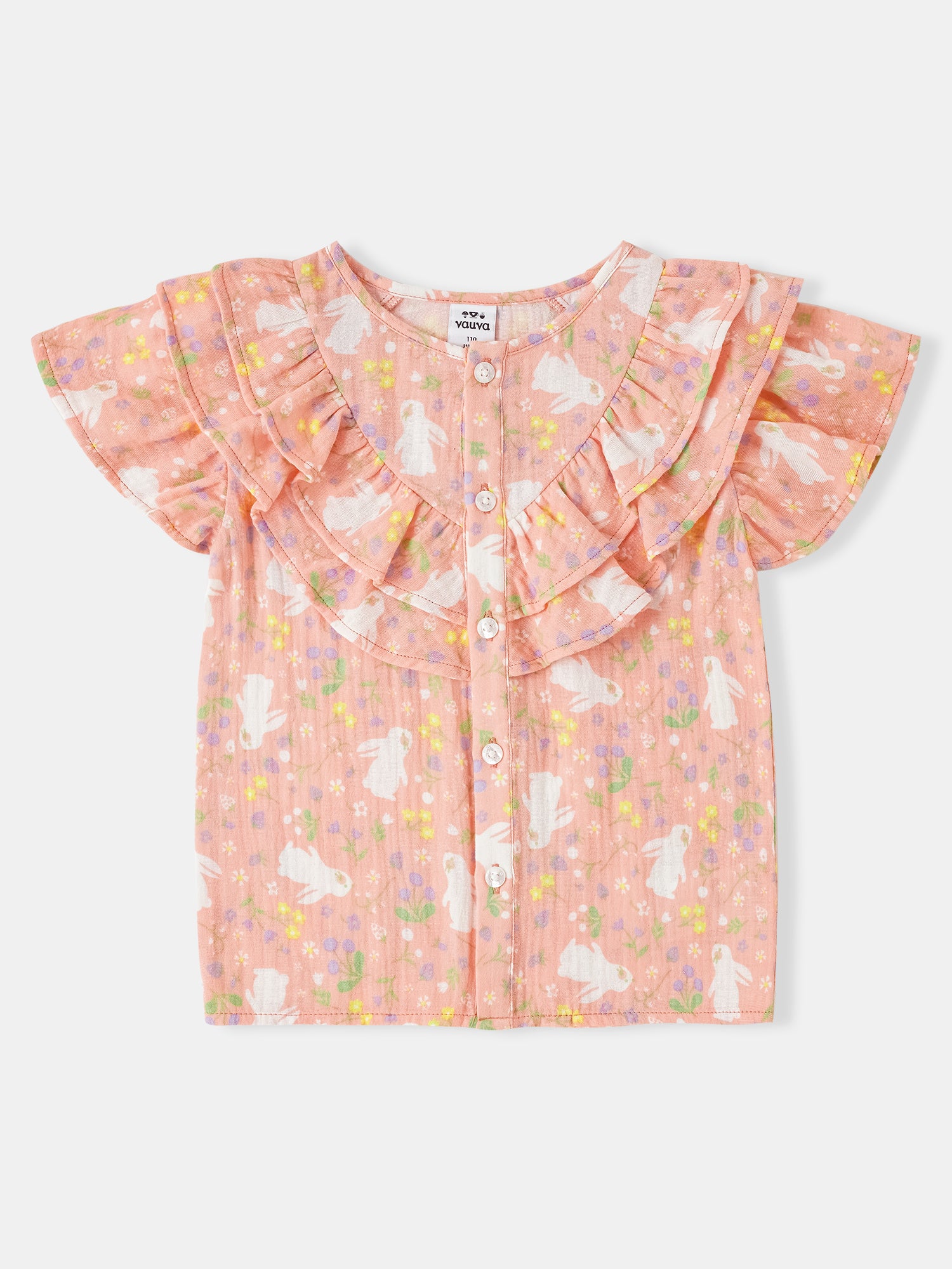 Kid All-Over Bunny Print Frills Top