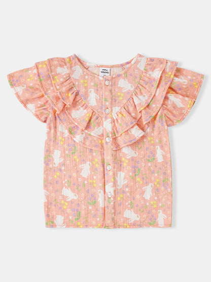 Kid All-Over Bunny Print Frills Top