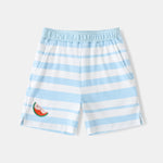 Kid Watermelon Embroidery Stripe Print Shorts