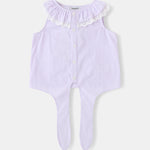 Kid Lace-Trimmed Collar Sleeveless Tie Bottom Top