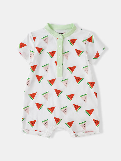 Baby Short Sleeve All-Over Watermelon Print Romper