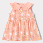 Baby Babydoll Collar Sleeveless All-Over Bunny Print Dress & Knicker Set