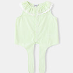 Kid Lace-Trimmed Collar Sleeveless Tie Bottom Top