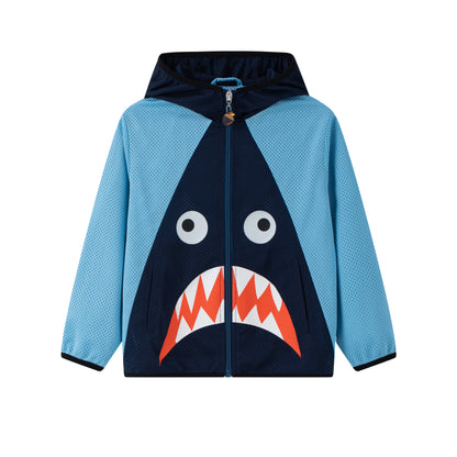 VAUVA Vauva SS24 - Toddler Boy Shark Full Print Jacket UV Protection - Blue Jacket