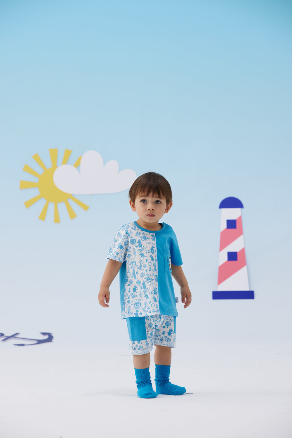 Baby Boy Moominpapa Embroidered Top &amp; Shorts Set