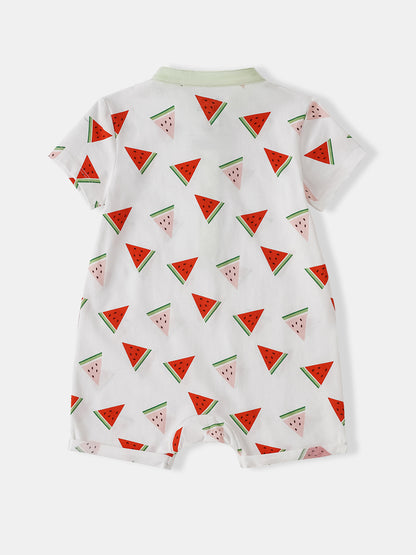 Baby Short Sleeve All-Over Watermelon Print Romper