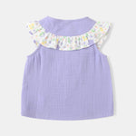 Baby Sleeveless All-Over Bunny Print Ruffle Two-Tone Top