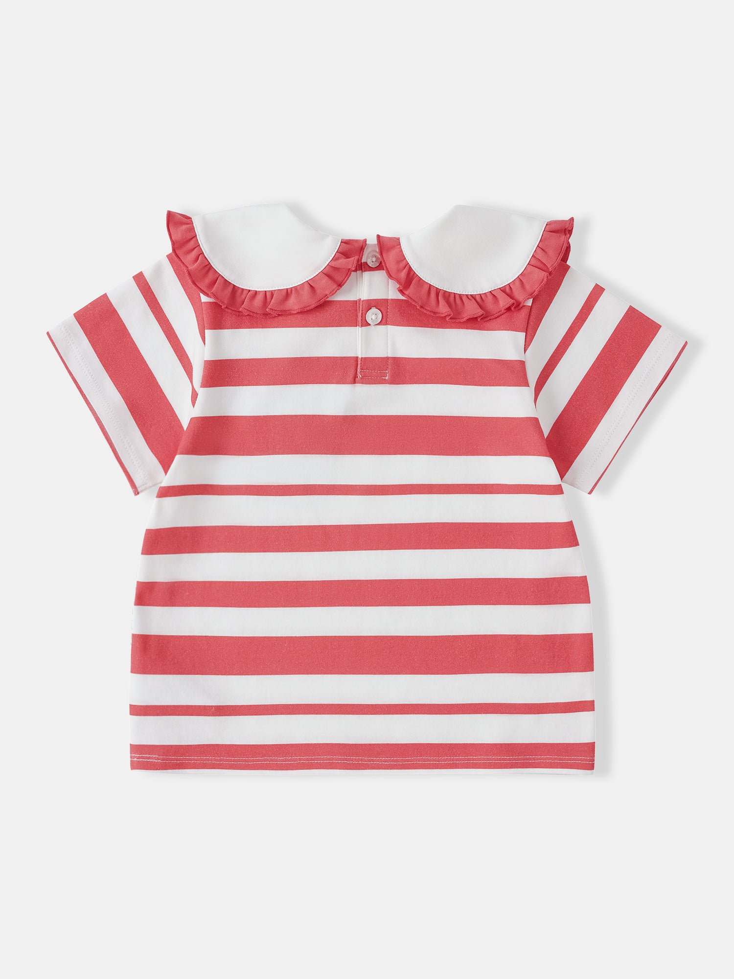 Kid Puritan Collar Short Sleeve Stripe Print Top