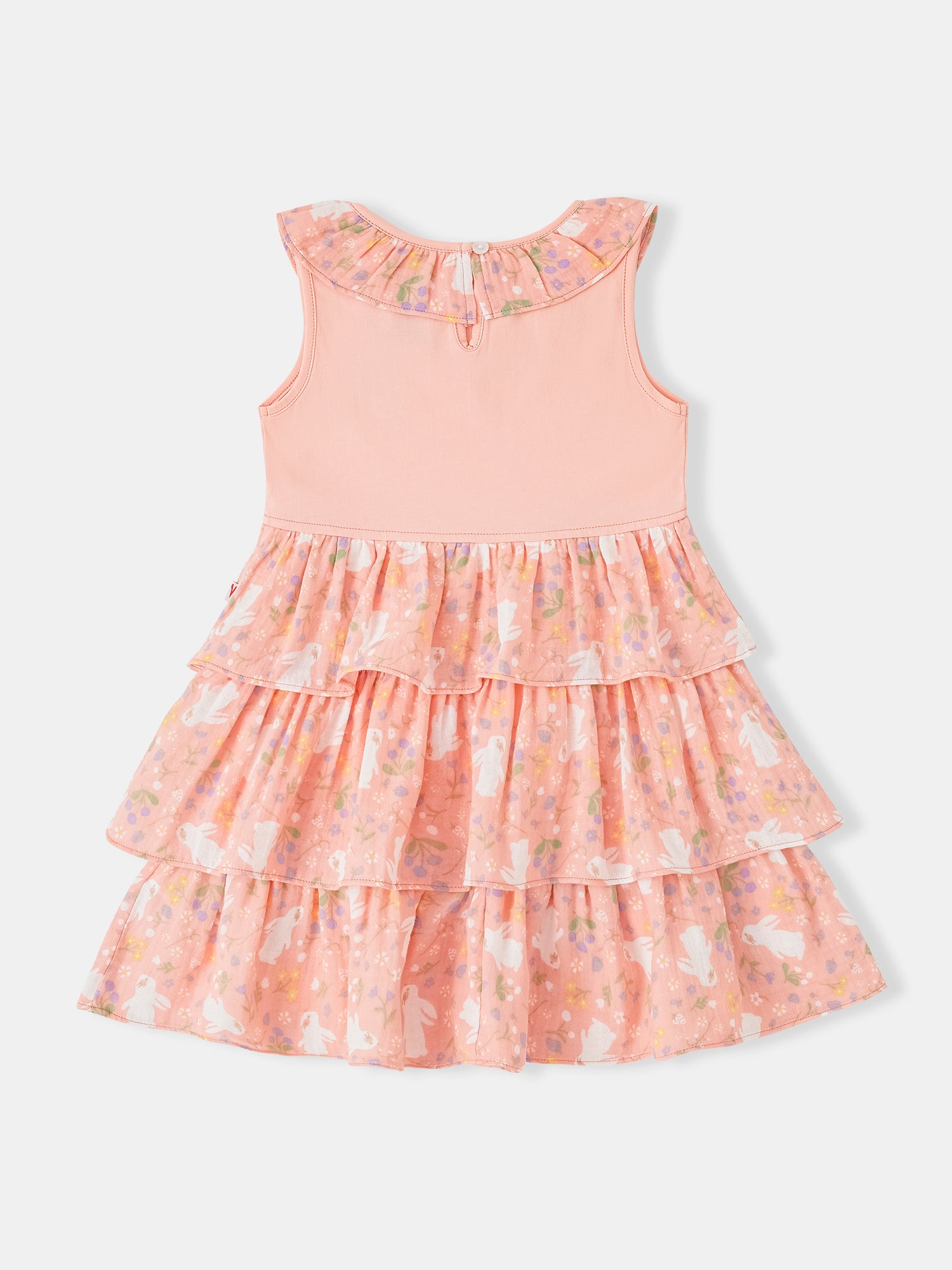 Kid Sleeveless All-Over Bunny Print Layered Dress