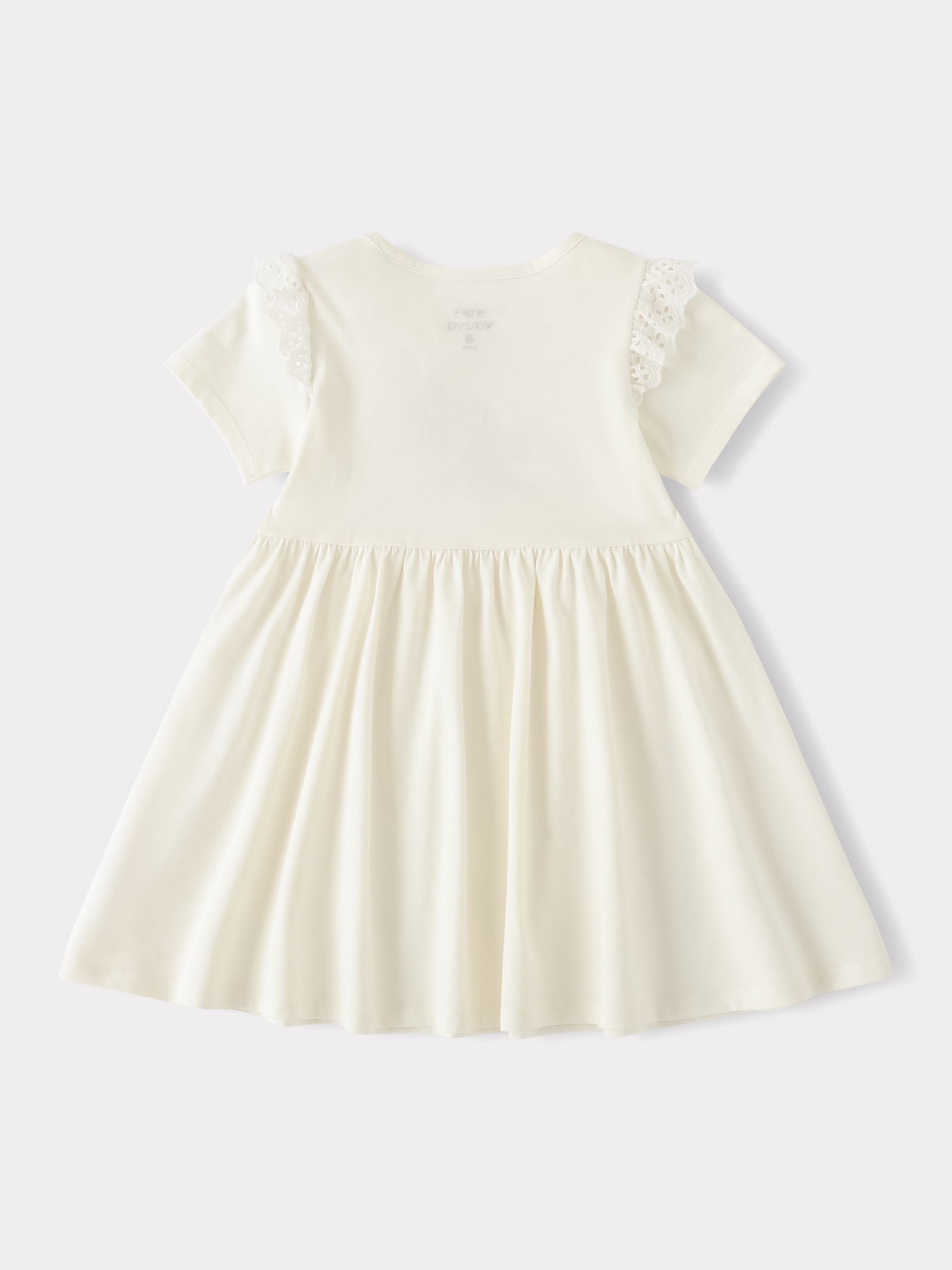 Kid Short Sleeve Lace-Trimmed Bunny Print Dress