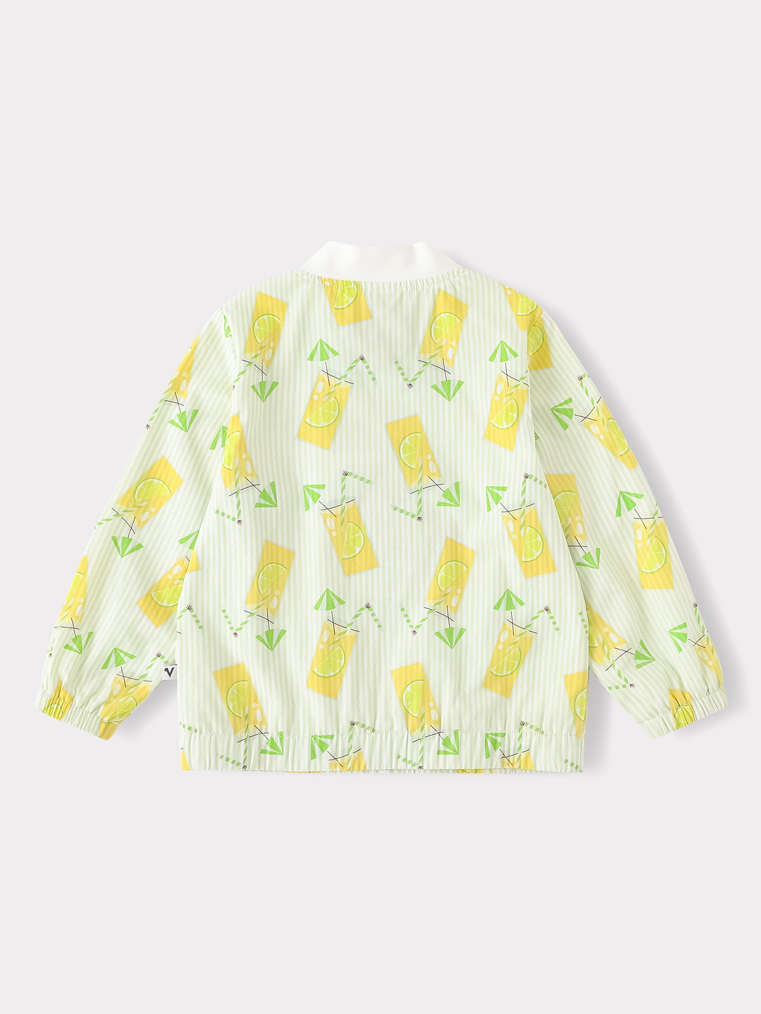 Kid All-Over Lemon Tea Print Zipped Bomber Jacket