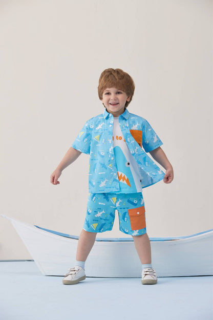 Toddler All Over Print Short Sleeves Shirt With Pocket