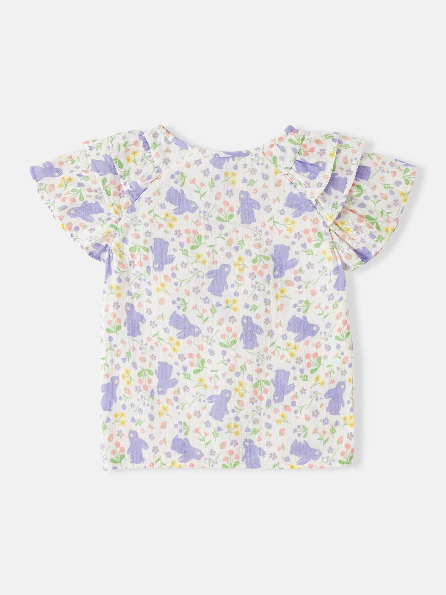 Kid All-Over Bunny Print Frills Top