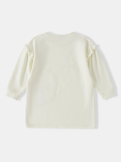 Kid Long Sleeve Strawberry Applique Sweatdress