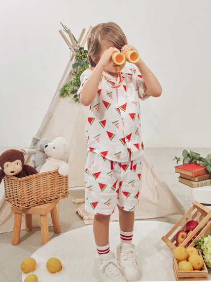 Kid All-Over Watermelon Print Bermuda Shorts