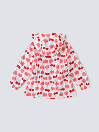 Kid All-Over Berries Print Zipped Windbreaker