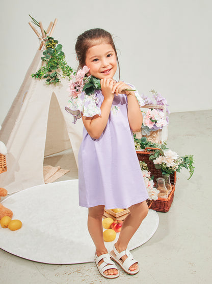 Kid Ruffle Cap Sleeve Bunny Print Dress