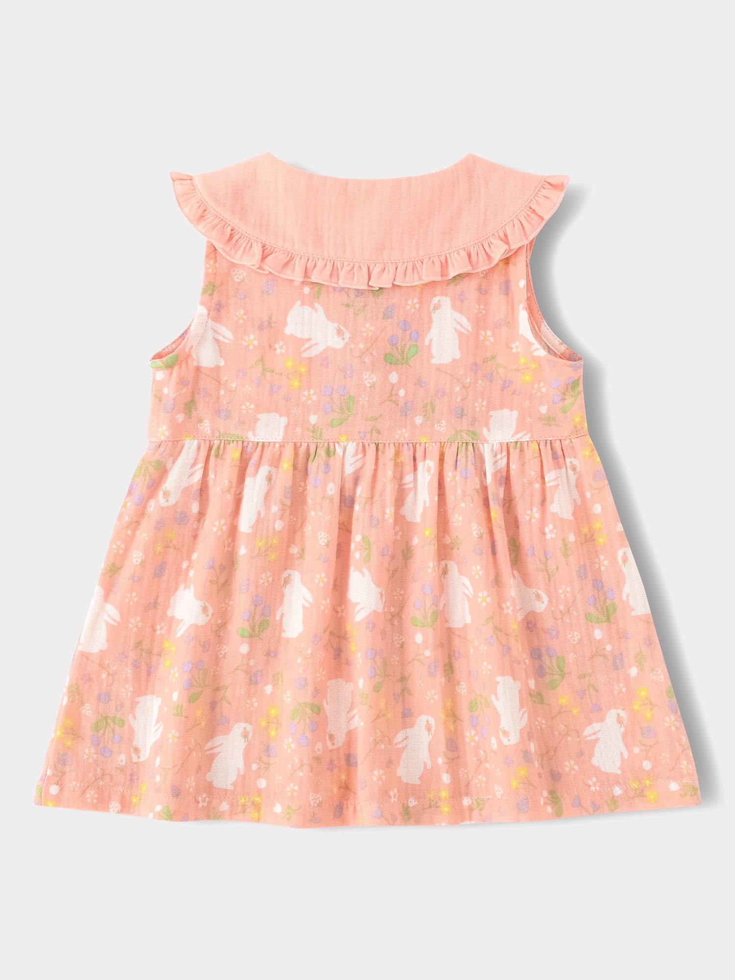 Baby Babydoll Collar Sleeveless All-Over Bunny Print Dress &amp; Knicker Set