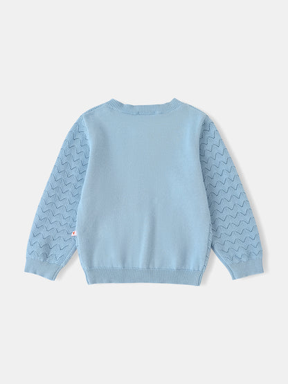 Kid Logo Patch Pointelle Cardigan