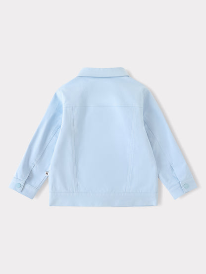 Kid Logo Embroidery Buttoned Jacket