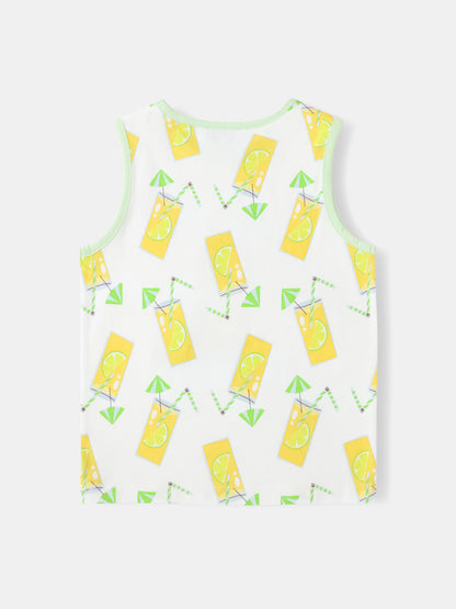 Kid All-Over Lemon Tea Print Tank Top