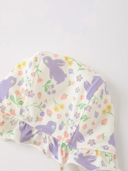 Baby All-Over Bunny Print Ruffle Hat