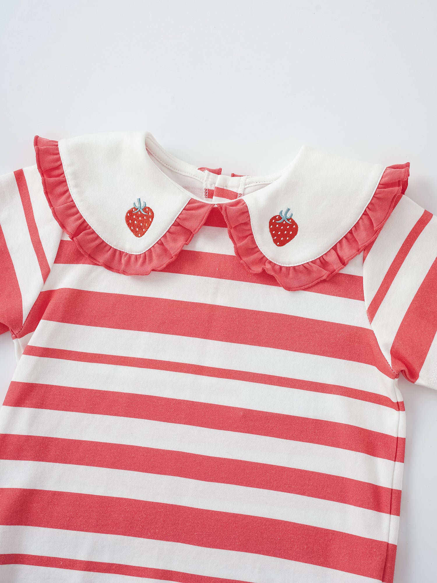 Kid Puritan Collar Short Sleeve Stripe Print Top