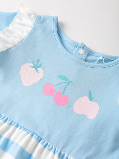 Baby Ruffle Sleeve Berries Print Dress &amp; Knicker Set