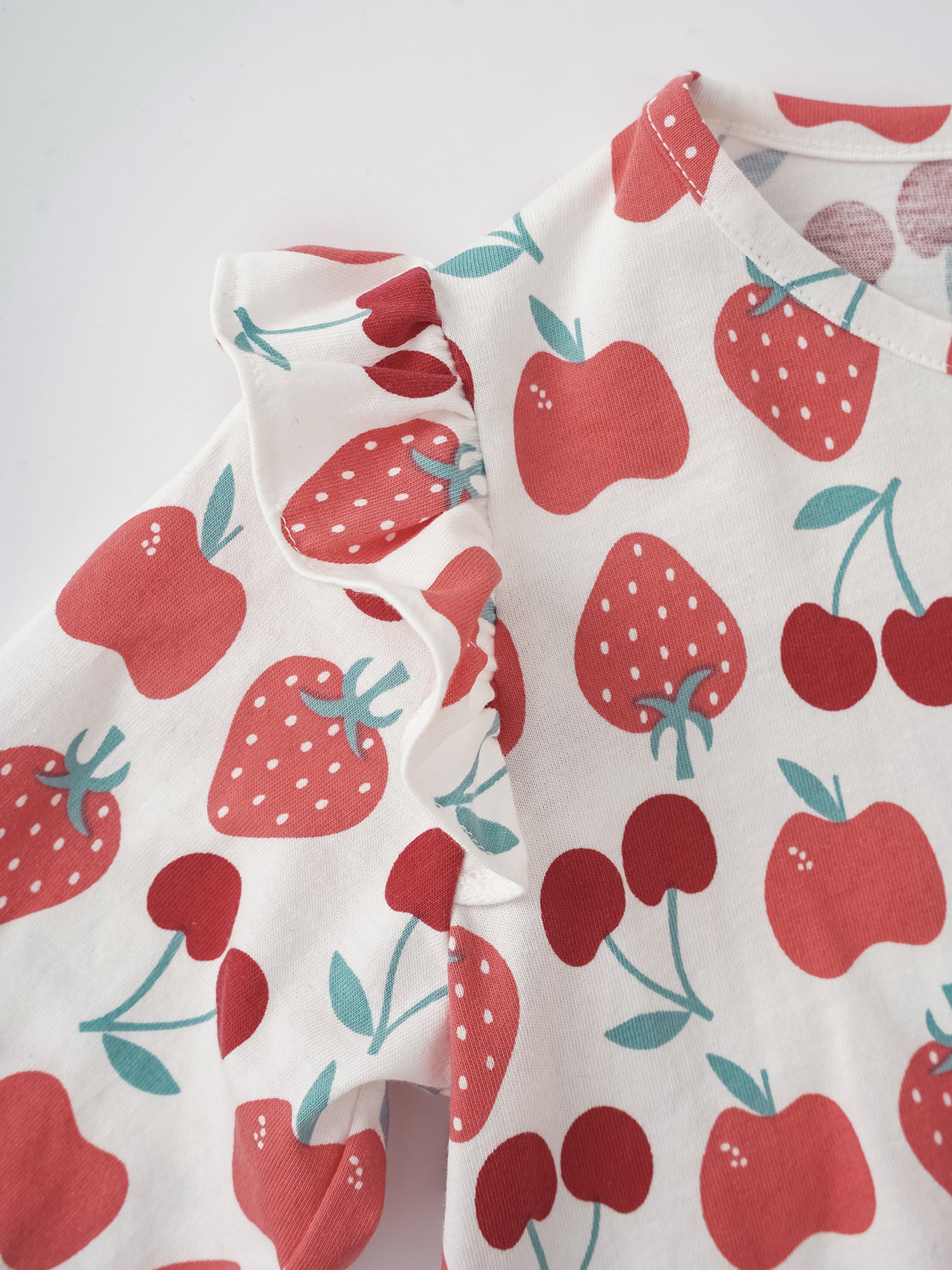 Kid Long Puff Sleeve All-Over Berries Print Top