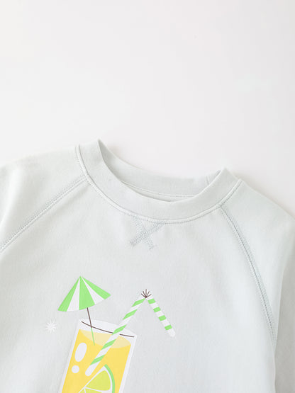 Kid Short Raglan Sleeve Lemon Tea Print Tee