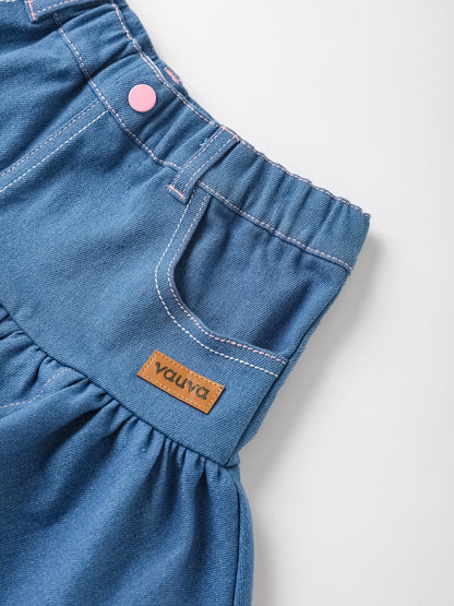 Kid Ruffle Bottom Denim Skirt