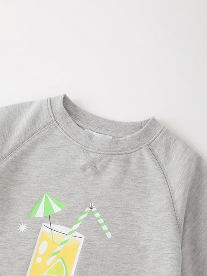Kid Short Raglan Sleeve Lemon Tea Print Tee