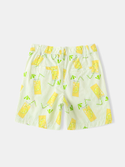 Kid All-Over Lemon Tea Print Shorts