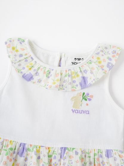 Kid Sleeveless All-Over Bunny Print Layered Dress