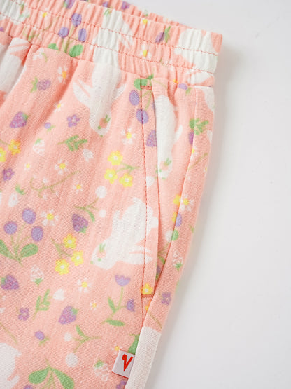 Kid All-Over Bunny Print Flare Pants