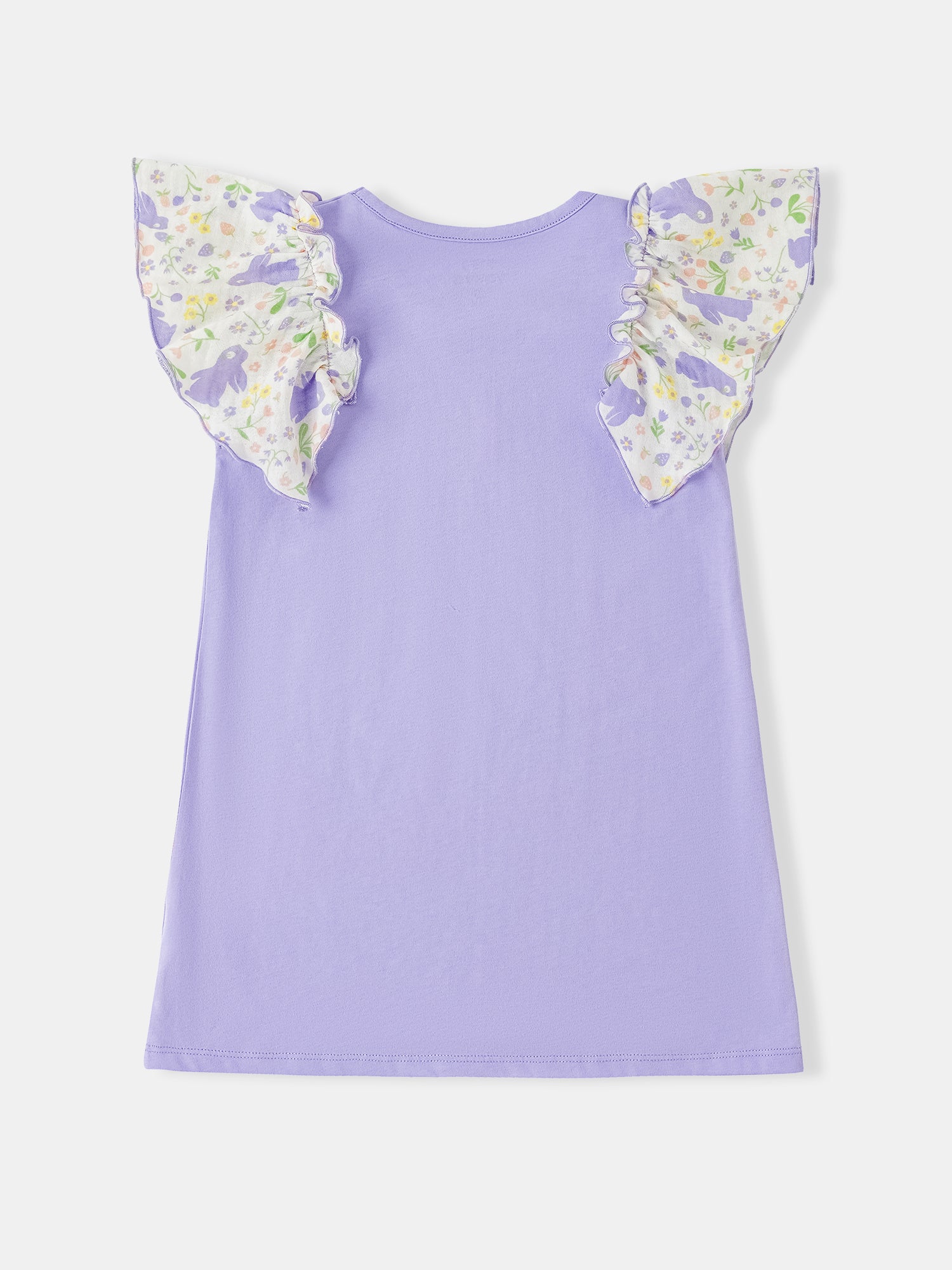 Kid Ruffle Cap Sleeve Bunny Print Dress