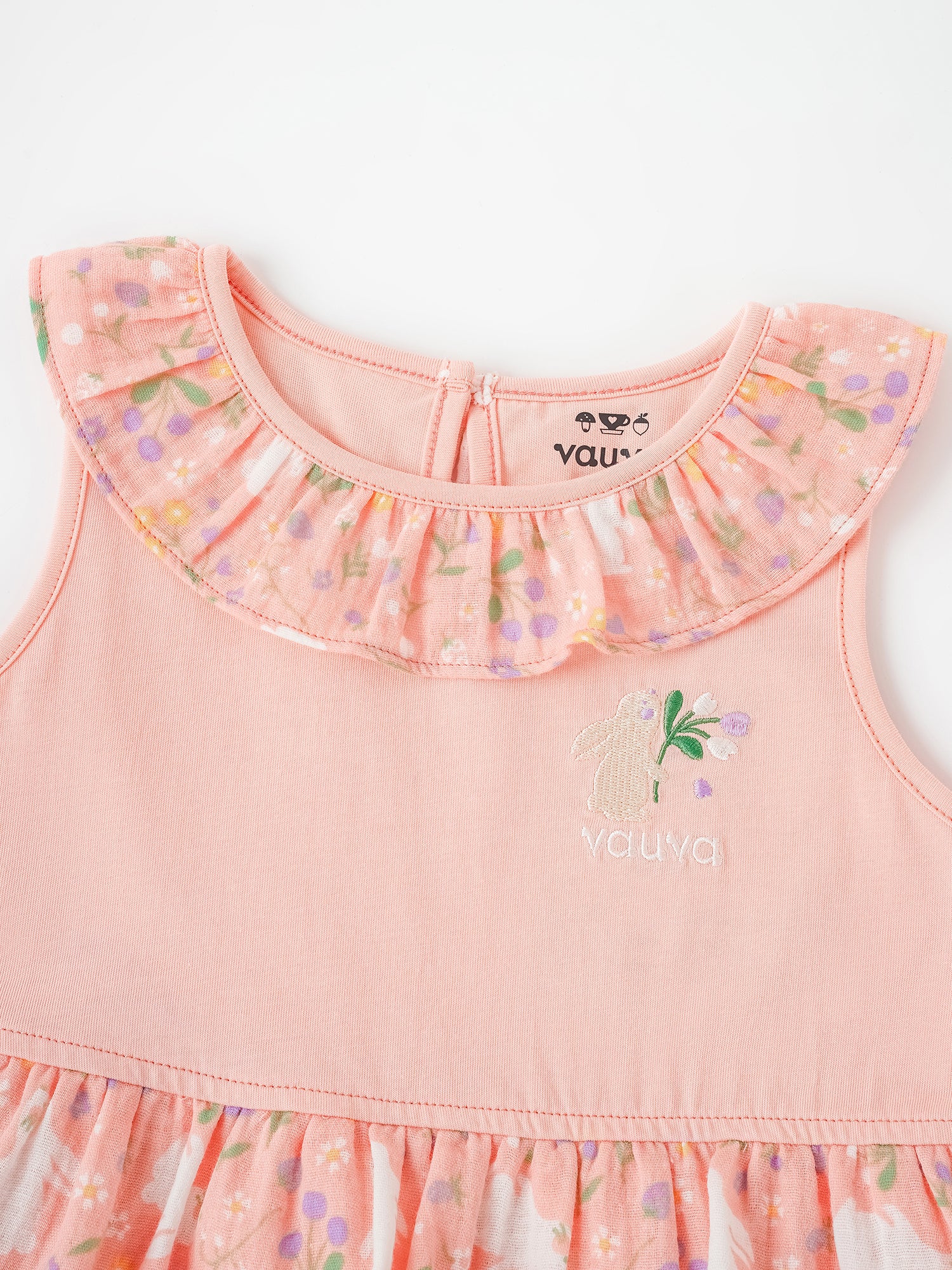 Kid Sleeveless All-Over Bunny Print Layered Dress