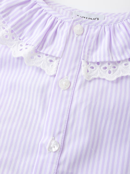 Kid Lace-Trimmed Collar Sleeveless Tie Bottom Top