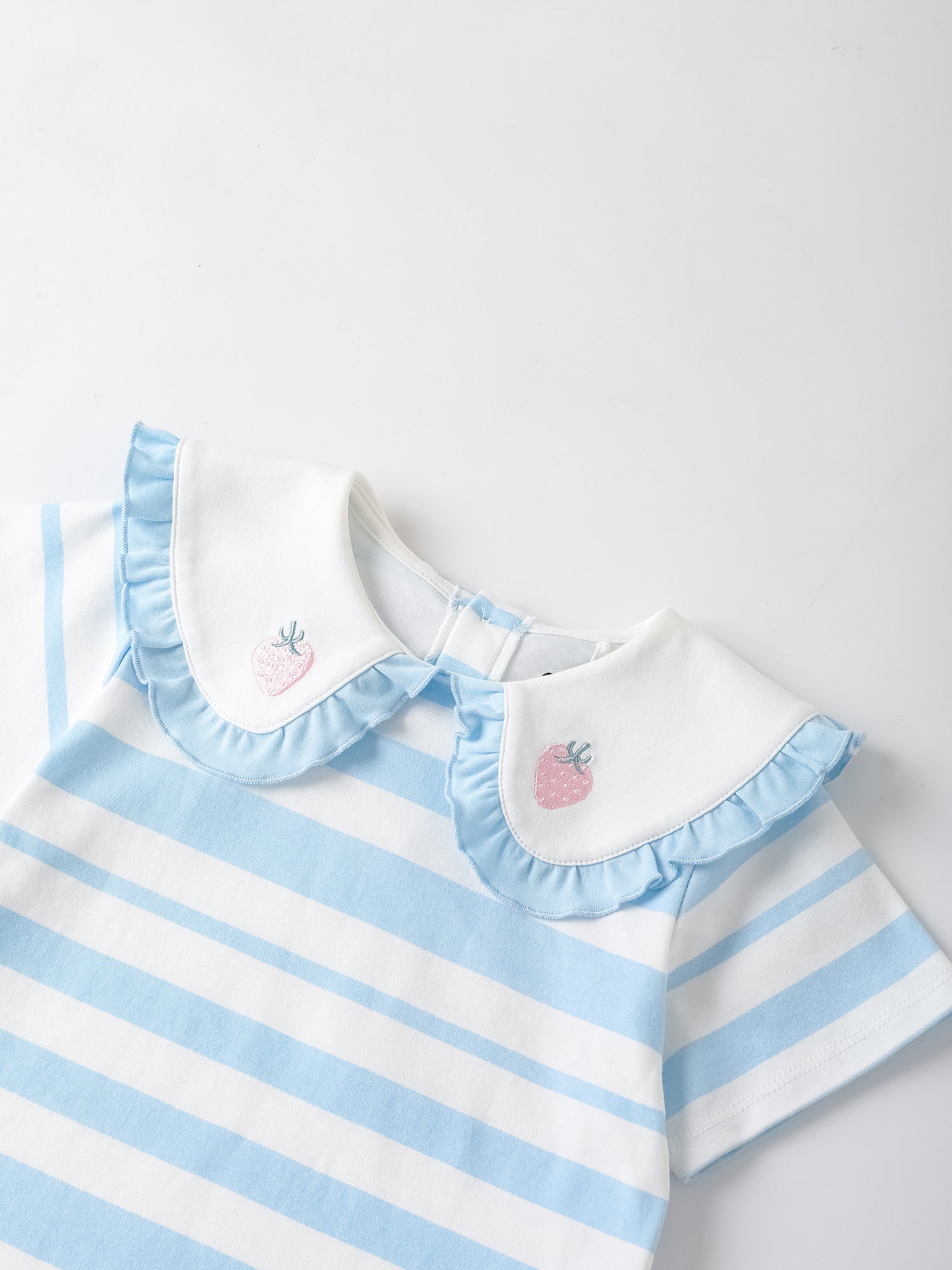 Kid Puritan Collar Short Sleeve Stripe Print Top
