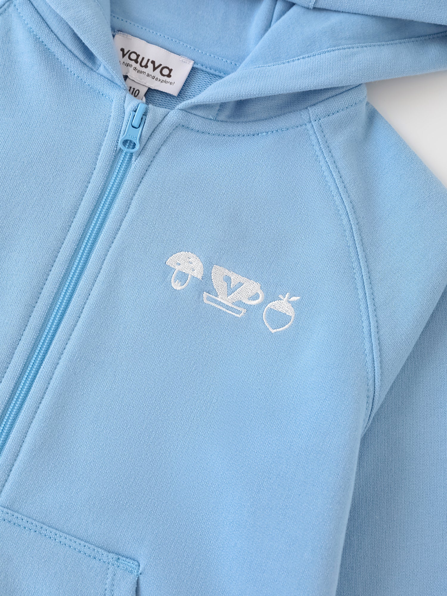 Kid Long Sleeve Embroidery Zipped Hoodie