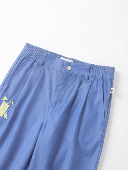 Kid Lemon Tea Print Barrel Pants